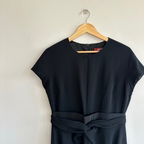 MaxMara Twist Front Short Sleeve Empire Waist Mini Dress Black S - Picture 4 of 8